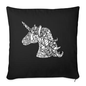Unicorn Floral Pattern - Sofa pillowcase 17,3'' x 17,3'' (45 x 45 cm) - black - Front