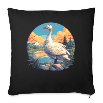 geese goose - Sofa pillowcase 17,3'' x 17,3'' (45 x 45 cm) - black - Front