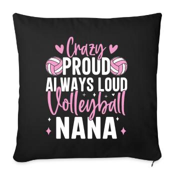 Fou Fier Toujours Fort Drôle Mamie Volley-ball - Housse de coussin décorative 45 x 45 cm - noir - Devant