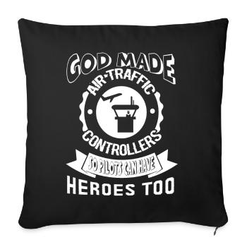 God Made Air Traffic Controllers - Sofa pillowcase 17,3'' x 17,3'' (45 x 45 cm) - black - Front