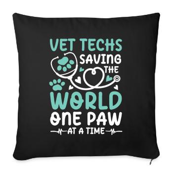 Vet Techs Saving The World One Paw At A Time - Sofakissenbezug 45 x 45 cm - Schwarz - Vorne
