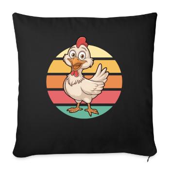 Cool Dessin Animé Poulet Vintage Coucher de soleil - Housse de coussin décorative 45 x 45 cm - noir - Devant