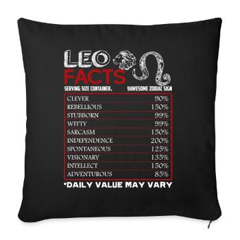 Leo Facts Shirts Funny Sign Of Zodiac - Sofa pillowcase 17,3'' x 17,3'' (45 x 45 cm) - black - Front