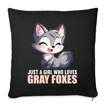 Gray foxes Gray fox - Sofa pillowcase 17,3'' x 17,3'' (45 x 45 cm) - black - Front