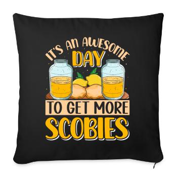 Boissons fermentées Kombucha Scoby - Housse de coussin décorative 45 x 45 cm - noir - Devant