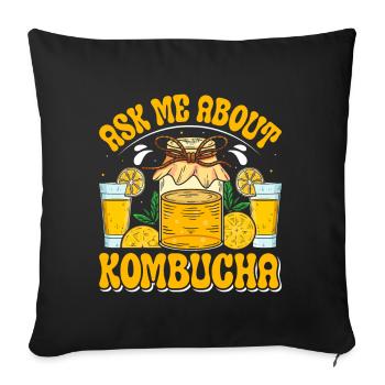 Boissons fermentées Kombucha Scoby - Housse de coussin décorative 45 x 45 cm - noir - Devant