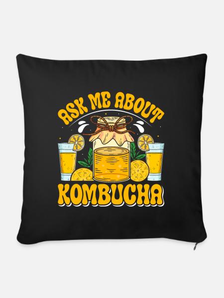 Kombucha Scoby fermented drinks - Sofakissenbezug 45 x 45 cm - Schwarz