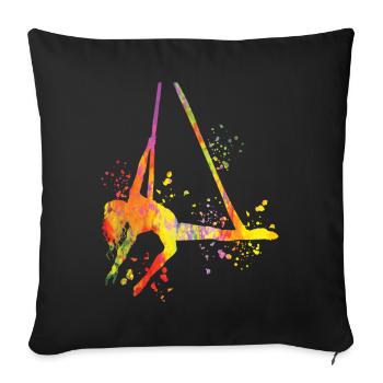 Tissu vertical acrobaties aériennes soie aérienne - Housse de coussin décorative 45 x 45 cm - noir - Devant