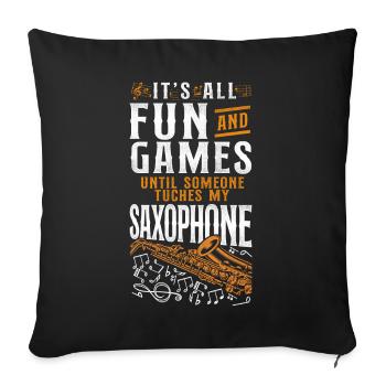 Saxophones It's All Fun And Games - Sofa pillowcase 17,3'' x 17,3'' (45 x 45 cm) - black - Front