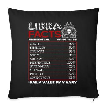 Libra Facts Shirts Sign Of Zodiac Horoscope - Sofa pillowcase 17,3'' x 17,3'' (45 x 45 cm) - black - Front