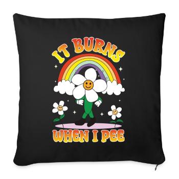 Drôle de dire « Ça brûle quand je fais » ! - Housse de coussin décorative 45 x 45 cm - noir - Devant