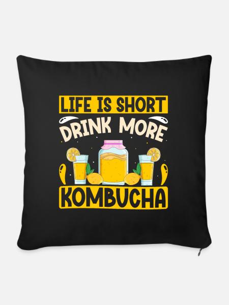 Kombucha Scoby fermented drinks - Sofakissenbezug 45 x 45 cm - Schwarz
