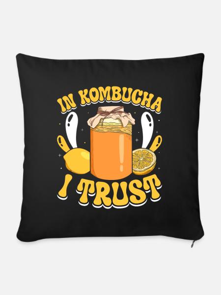 Kombucha Scoby fermented drinks - Sofakissenbezug 45 x 45 cm - Schwarz