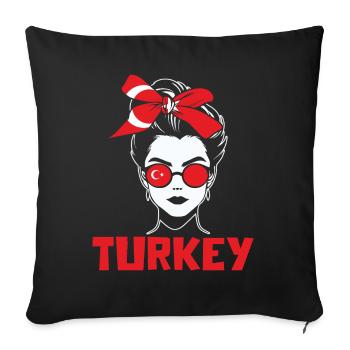 Sports Turquie, Football, Tenue pour Fan de Sport - Housse de coussin décorative 45 x 45 cm - noir - Devant