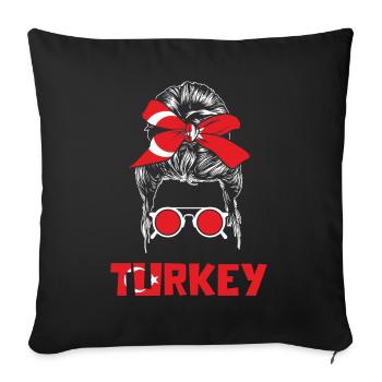 Sports Turquie, Football, Tenue pour Fan de Sport - Housse de coussin décorative 45 x 45 cm - noir - Devant