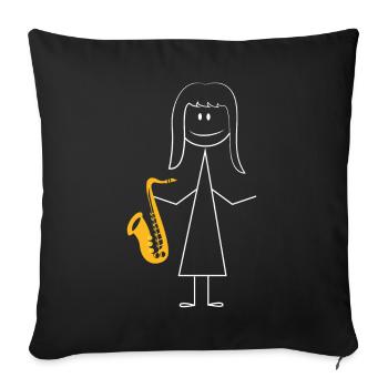 Saxophone Saxophone Girl - Sofa pillowcase 17,3'' x 17,3'' (45 x 45 cm) - black - Front