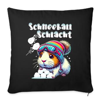 cochon d’Inde bataille de boules de neige Hiver Ski Fun - Housse de coussin décorative 45 x 45 cm - noir - Devant