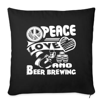 Beer Brewing Peace Love Beer Brewing - Sofa pillowcase 17,3'' x 17,3'' (45 x 45 cm) - black - Front