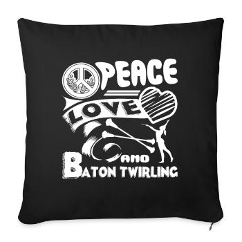 Baton Twirling Peace Love Baton twirling - Sofa pillowcase 17,3'' x 17,3'' (45 x 45 cm) - black - Front