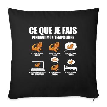 cadeau drôle pour passionnés dragon barbu pogona - Housse de coussin décorative 45 x 45 cm - noir - Devant