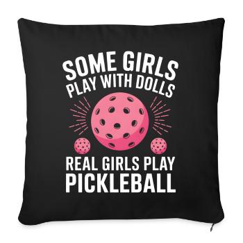 Pickleball Dire Fille Blague Pickleball Cadeau - Housse de coussin décorative 45 x 45 cm - noir - Devant