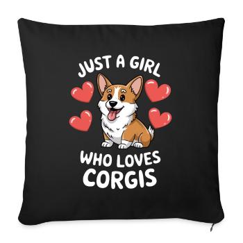Just a Girl Who Loves Corgis - Sofa pillowcase 17,3'' x 17,3'' (45 x 45 cm) - black - Front