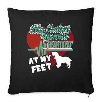 My Cocker Spaniel A Heartbeat At My Feet - Sofa pillowcase 17,3'' x 17,3'' (45 x 45 cm) - black - Front
