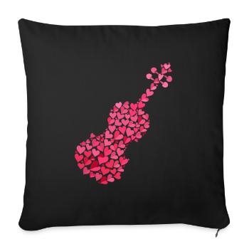alto alto violon violon coeur art coeur coeur art coeur - Housse de coussin décorative 45 x 45 cm - noir - Devant