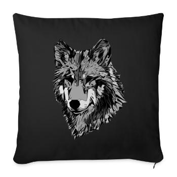 Visage abstrait de chiens - Housse de coussin décorative 45 x 45 cm - noir - Devant