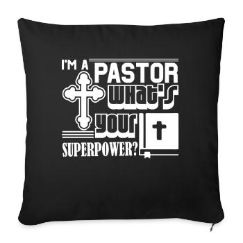 Pastor Superpower - Sofa pillowcase 17,3'' x 17,3'' (45 x 45 cm) - black - Front