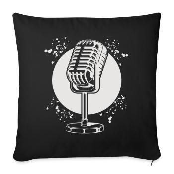 Microphone Poésie Slam Podcast Chanteur - Housse de coussin décorative 45 x 45 cm - noir - Devant