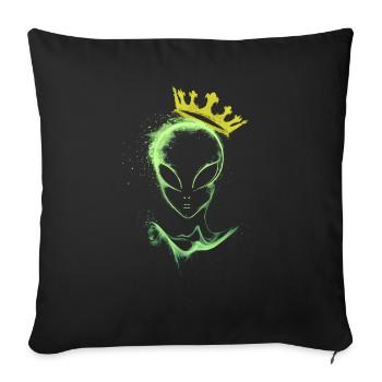 Alien avec une couronne - Housse de coussin décorative 45 x 45 cm - noir - Devant