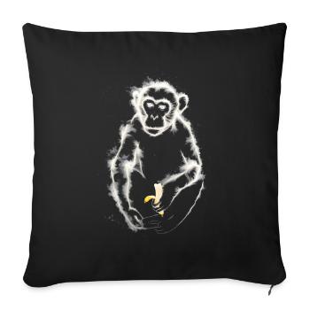 Singe mangeant de la banane / Singe - Housse de coussin décorative 45 x 45 cm - noir - Devant