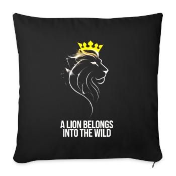 Un lion appartient au lion sauvage avec couronne - Housse de coussin décorative 45 x 45 cm - noir - Devant