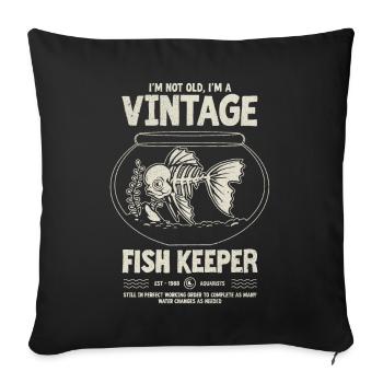 Vintage Fish Keeper Tropical Fish Birthday 1988 - Sofa pillowcase 17,3'' x 17,3'' (45 x 45 cm) - black - Front