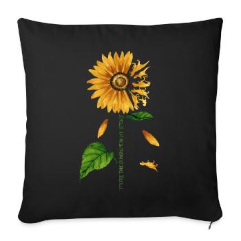 Mon Soleil, Tournesol, Dino, Amour - Housse de coussin décorative 45 x 45 cm - noir - Devant