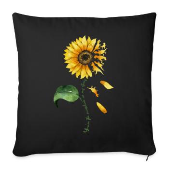 Mon Soleil, Tournesol, Dino, Amour - Housse de coussin décorative 45 x 45 cm - noir - Devant