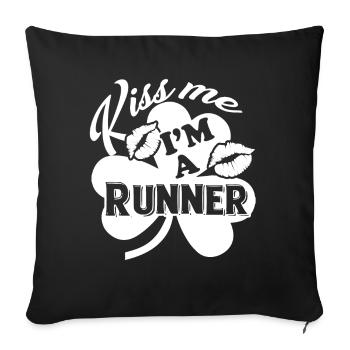 St Patrick's Day Kiss Me I am A Runner - Sofa pillowcase 17,3'' x 17,3'' (45 x 45 cm) - black - Front