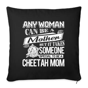 Cheetah Proud To Be Cheetah Mom - Sofa pillowcase 17,3'' x 17,3'' (45 x 45 cm) - black - Front