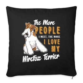 Love My Wire Fox Terrier - Sofa pillowcase 17,3'' x 17,3'' (45 x 45 cm) - black - Front