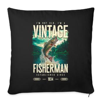 Vintage Trout Fisherman Fishing Birthday 1934 - Sofa pillowcase 17,3'' x 17,3'' (45 x 45 cm) - black - Front