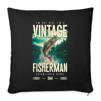 Jahrgang Forelle Fischer Angeln Geburtstag 1944 - Sofakissenbezug 45 x 45 cm - Schwarz - Vorne