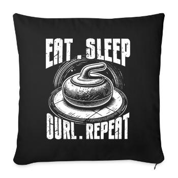 Curling, Curling, Curling, Curling, Curling - Sofa pillowcase 17,3'' x 17,3'' (45 x 45 cm) - black - Front