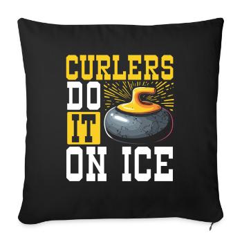 Curling, Curling, Curling, Curling, Curling - Sofa pillowcase 17,3'' x 17,3'' (45 x 45 cm) - black - Front