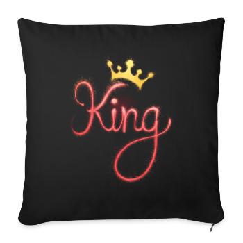 king with a crown - Sofa pillowcase 17,3'' x 17,3'' (45 x 45 cm) - black - Front