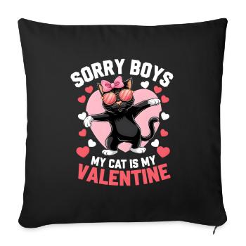 Célibataire & Chat Saint-Valentin Mon chat est mon valentin - Housse de coussin décorative 45 x 45 cm - noir - Devant