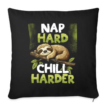Sieste difficile, Frisson dur, Paresse, Paresseux - Housse de coussin décorative 45 x 45 cm - noir - Devant