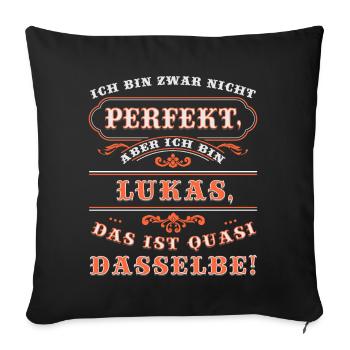 LUKAS drôle pour la journée du nom avec nom nom - Housse de coussin décorative 45 x 45 cm - noir - Devant