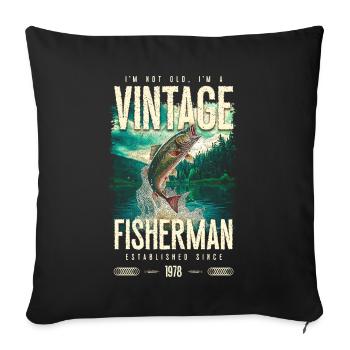 Vintage Trout Fisherman Pêche Anniversaire 1978 - Housse de coussin décorative 45 x 45 cm - noir - Devant