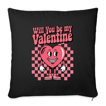 Will You Be My Valentine Retro Heart - Sofa pillowcase 17,3'' x 17,3'' (45 x 45 cm) - black - Front